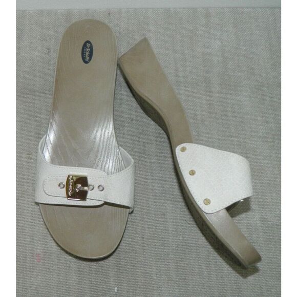 Dr.  Scholls Sandals Shoes Size 10 White Snakeskin‎ Classics Clogs Made In Italy - Picture 3 of 6